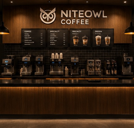 NiteOwl Coffee bar with espresso machines