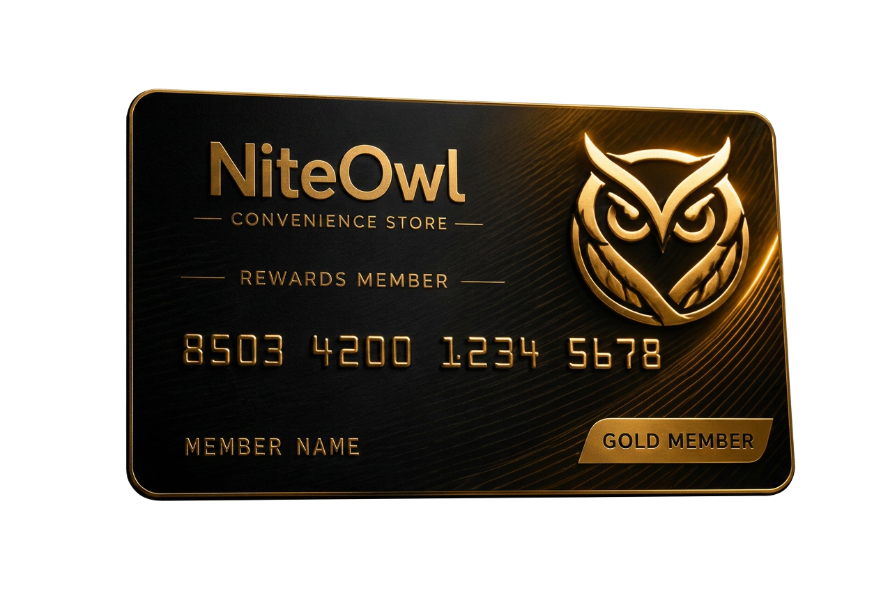 NiteOwl Rewards digital membership card